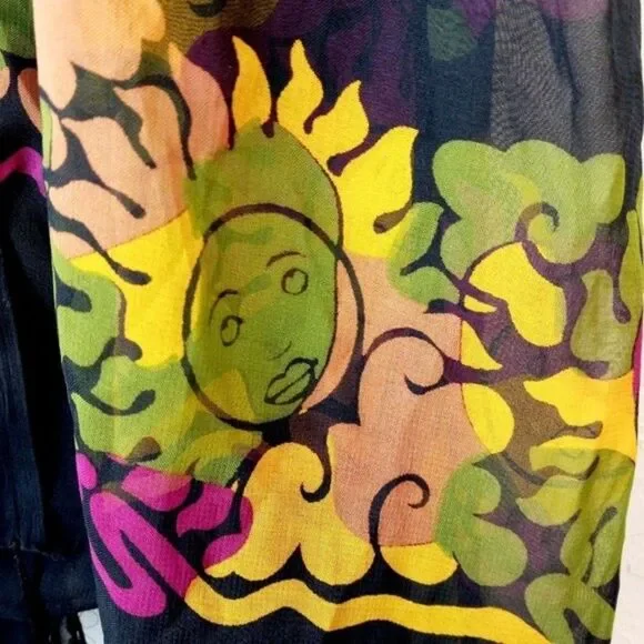 CLEOPATRA Boho Novelty Sun face Artsy Headscarf Neck Scarf Shawl Sz: OS - Picture 3 of 7